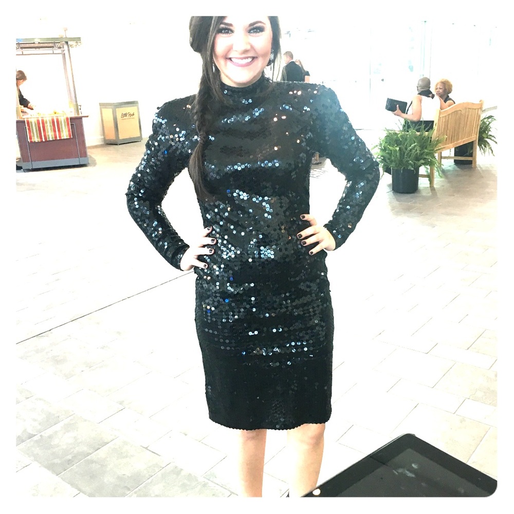 NiteLine black sequined cocktail dress